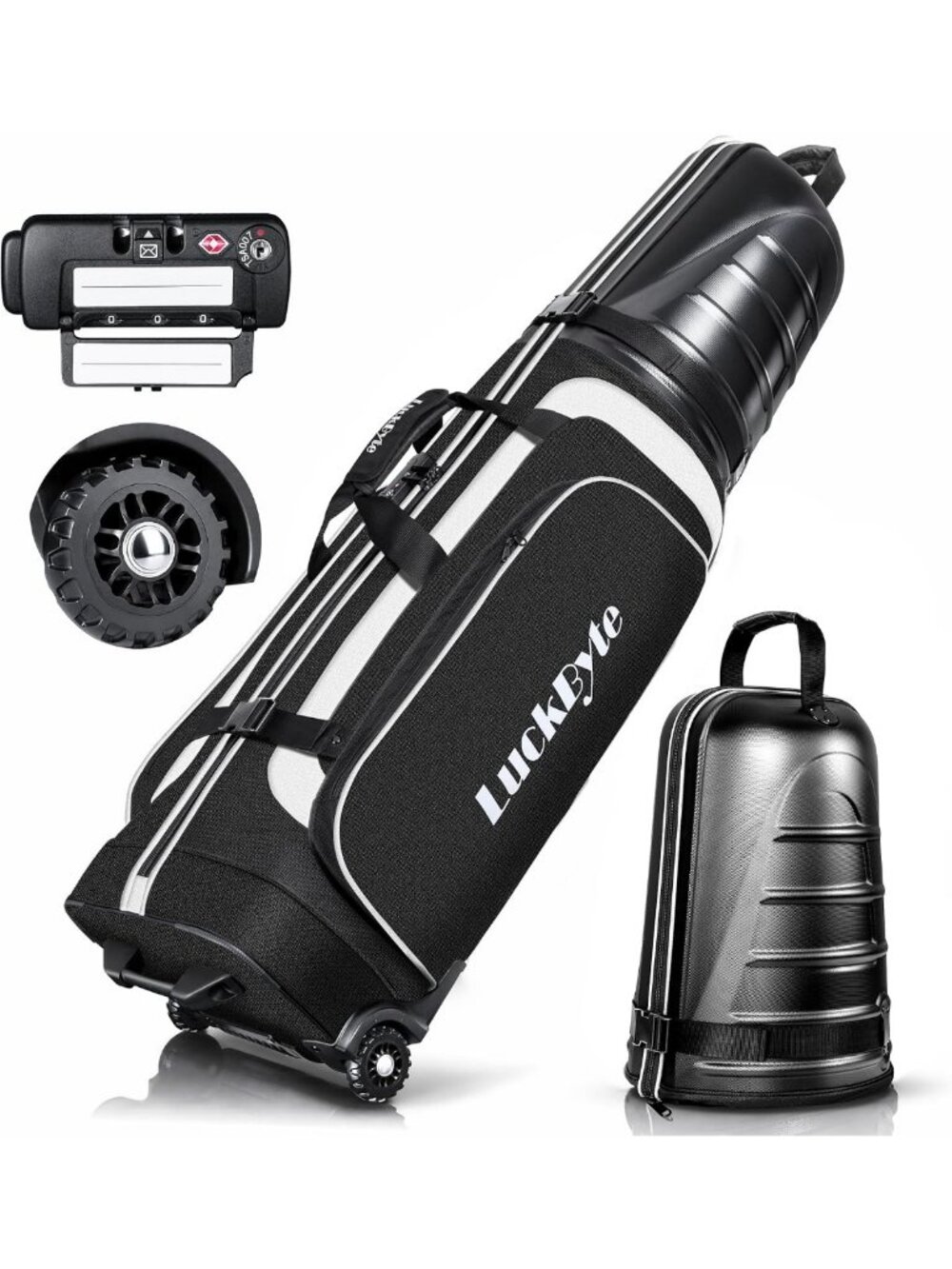 Durable Golf Travel Bag with Hard Case Top, TSA Lock & 1680D Oxford Fabric